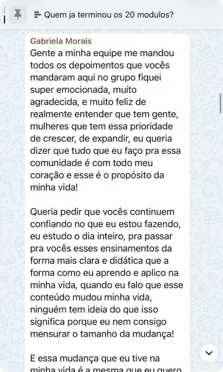 Conversa no grupo exclusivo de alunas