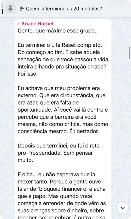 Conversa no grupo exclusivo de alunas