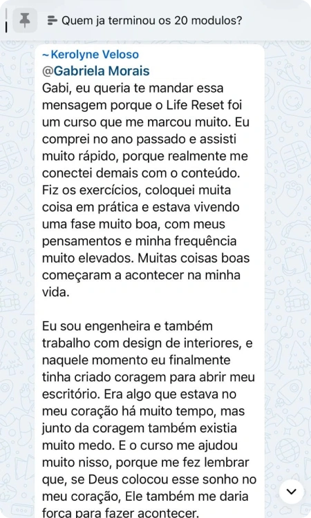 Conversa no grupo exclusivo de alunas