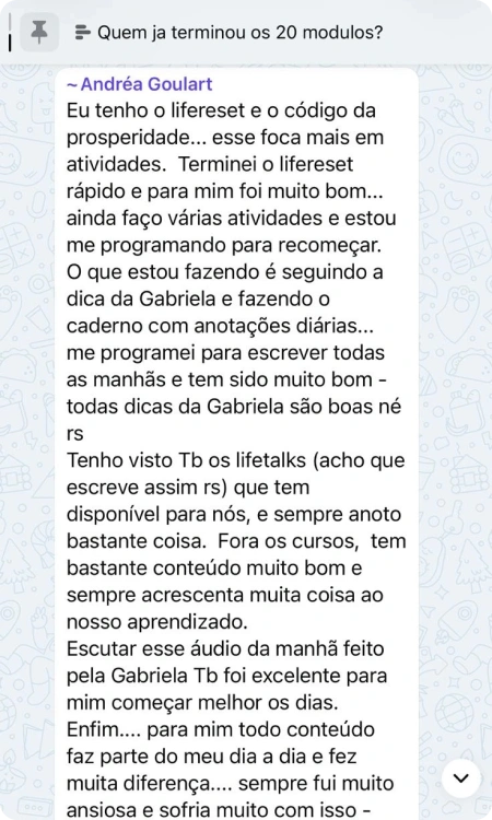 Conversa no grupo exclusivo de alunas